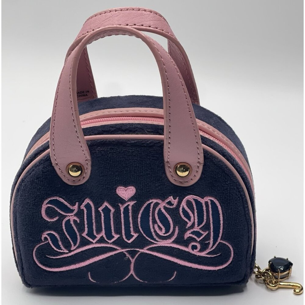Vintage Juicy Couture Travel Jewelry Bag Pink Blue Holds Rings Necklace Bracelet